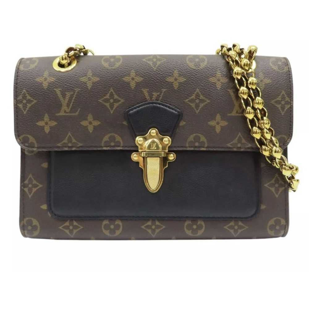 LOUIS VUITTON Victoire Chain Shoulder Bag Monogram Canvas Brown